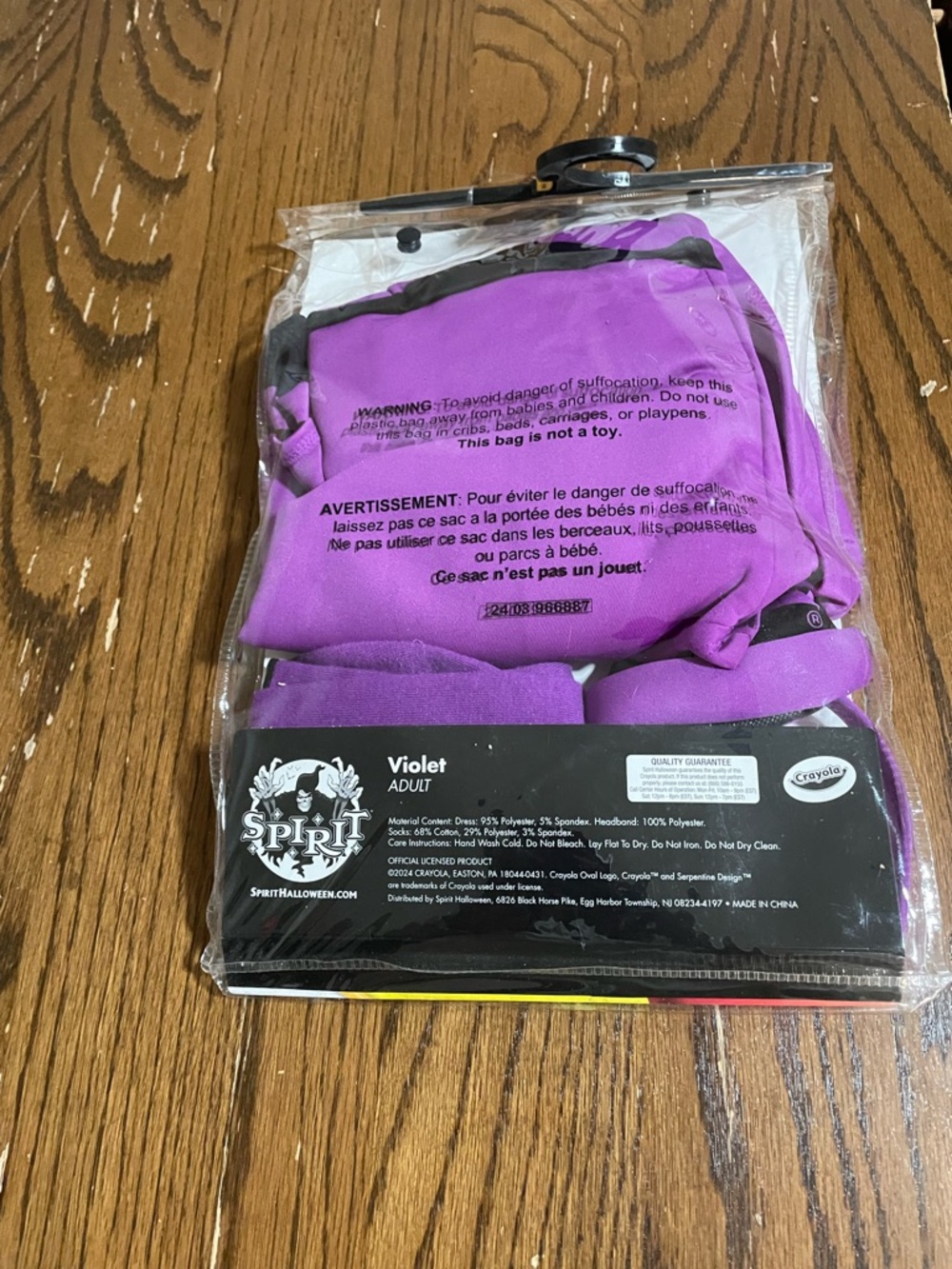 Crayola Violet Dress Costume with Headband and Socks adult small 4-6 - Picture 7 of 8